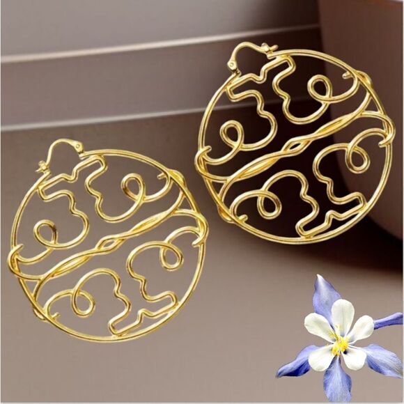 TORY BURCH TWISTED MILLER STATEMENT HOOPS EARRINGS - Picture 1 of 6
